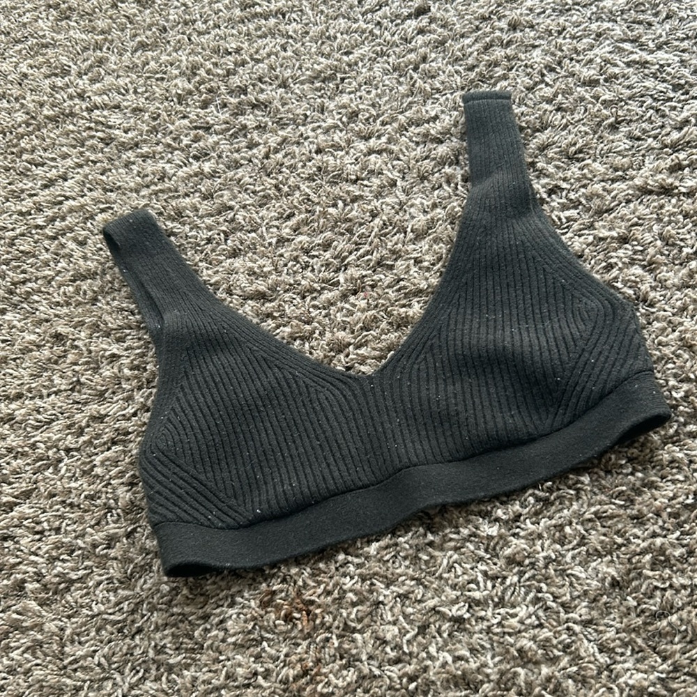 ALC Brown Wool Cashmere Blend Plunge Neck Bralette Top Size XS